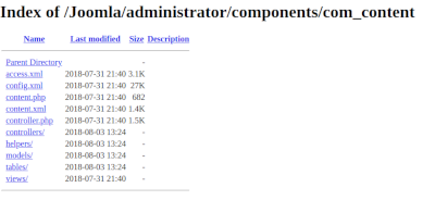 Joomla directory index Example of directory indexing
